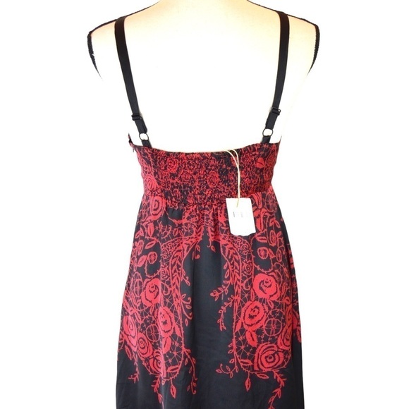NWT Apt. 9 Smocked Back Wide Strap Slip Dress Rose Small Dark Romantic Vamp - Picture 4 of 10